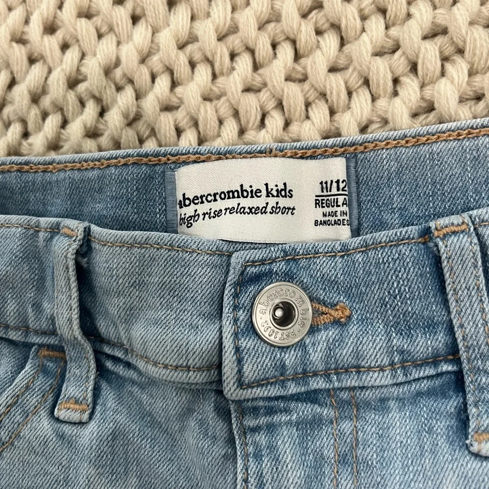 Abercrombie Kids Blue High-Waisted Distressed Shorts - Picture 2 of 3